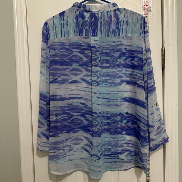 Chicos semi sheer watercolor breezy blouse size xl 3 - Picture 7 of 9